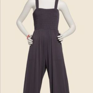 Z Supply Smocked Wide-Leg Jumpsuit Washed Black